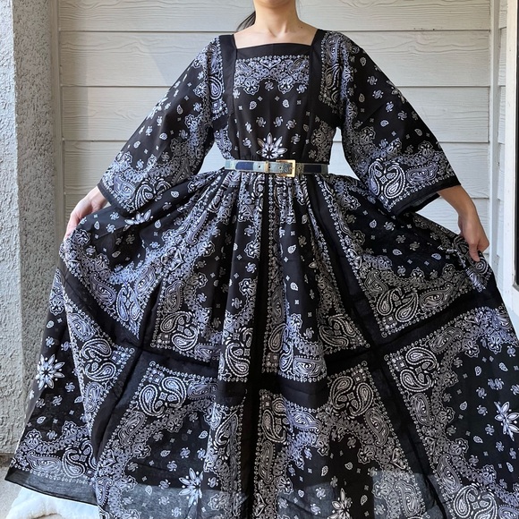 Handmade Dresses & Skirts - Handmade Bandana Maxi Dress in Black